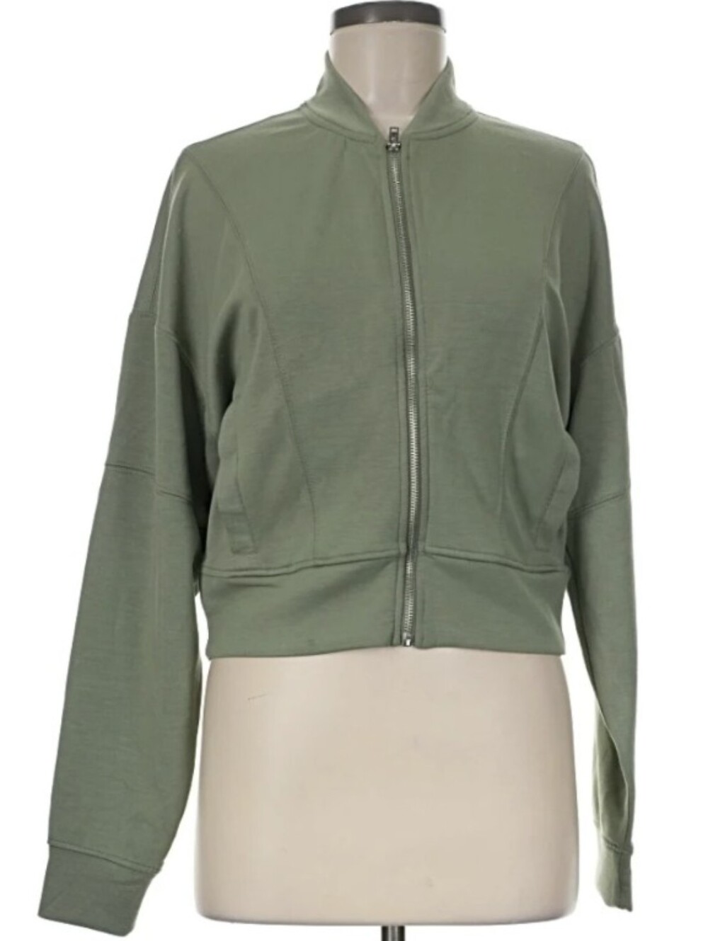 Happily Grey Women’s Sweatshirt Sz Medium Green Zip Front